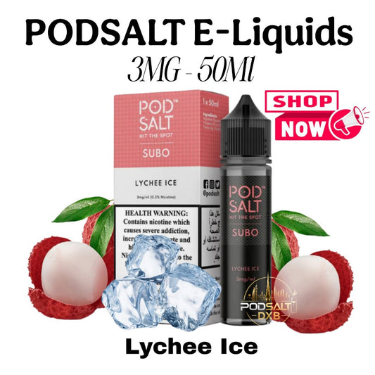 Pod Salt Eliquid 50ml 3MG  Lychee Ice